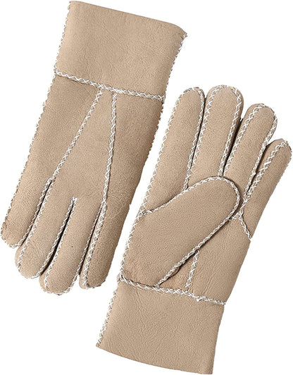 YISEVEN Women'S Winter Sheepskin Shearling Leather Gloves Mittens Two Points Apparel & Accessories > Clothing Accessories > Gloves & Mittens Charm Leather Fashion Company Camel Suede - Herringbone XL (8.5"-9") 