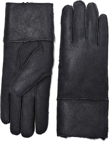 YISEVEN Women'S Winter Sheepskin Shearling Leather Gloves Mittens Two Points Apparel & Accessories > Clothing Accessories > Gloves & Mittens Charm Leather Fashion Company Black - Flat Design M (6.5"-7") 