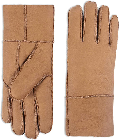 YISEVEN Women'S Winter Sheepskin Shearling Leather Gloves Mittens Two Points Apparel & Accessories > Clothing Accessories > Gloves & Mittens Charm Leather Fashion Company Brown - Flat Design M/L (7"-7.5") 