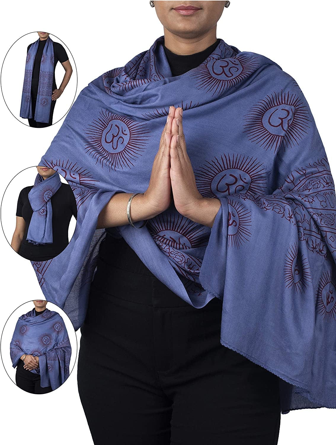 Yoga Scarf Meditation Shawl Large Wrap Hindu Prayer Stole OM Print Apparel & Accessories > Clothing Accessories > Scarves & Shawls Ram Nami   