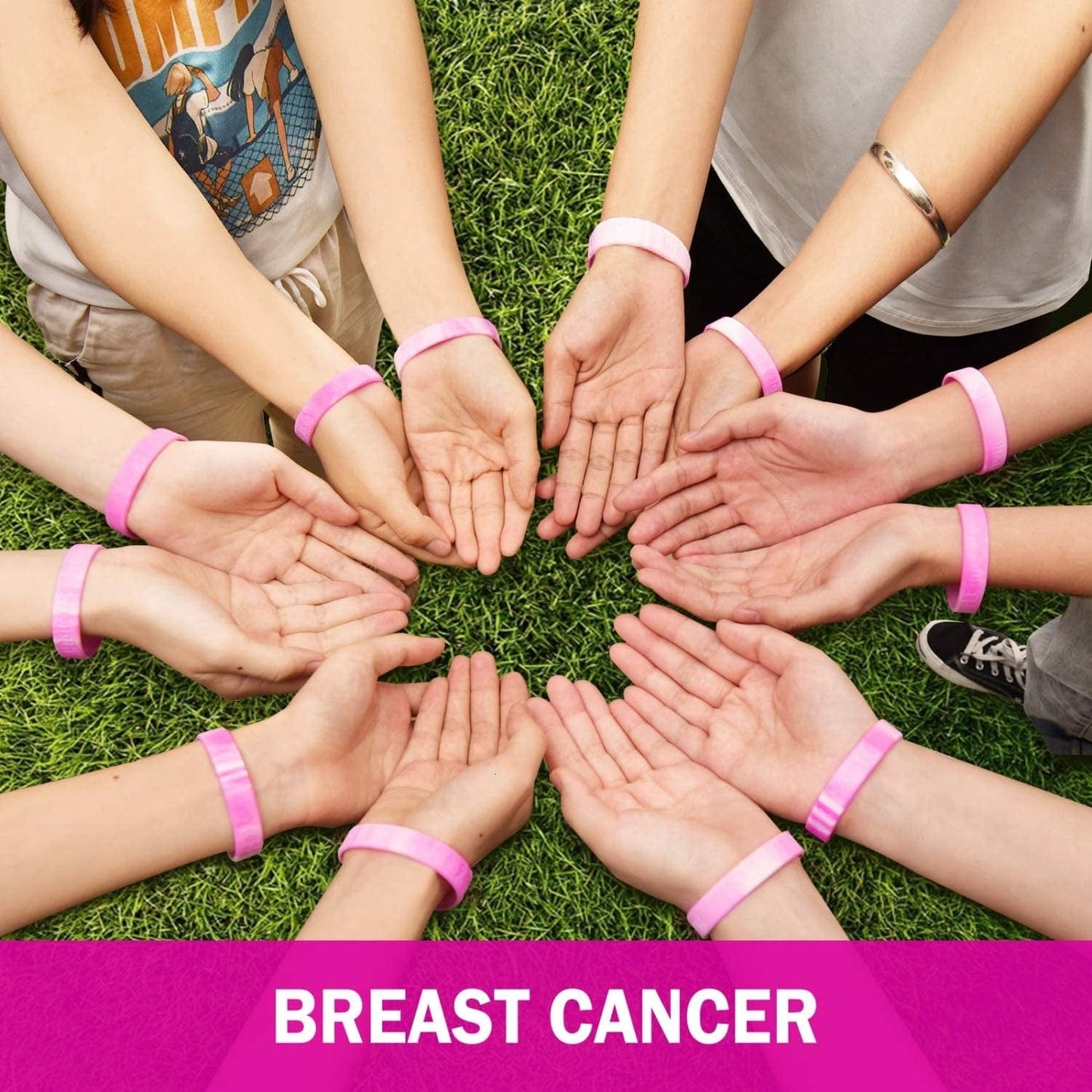 Yoleshy 48 PCS Breast Cancer Awareness Bracelets Pink Ribbon Silicone Sports Bracelets for Women Men Apparel & Accessories > Jewelry > Bracelets YoleShy   
