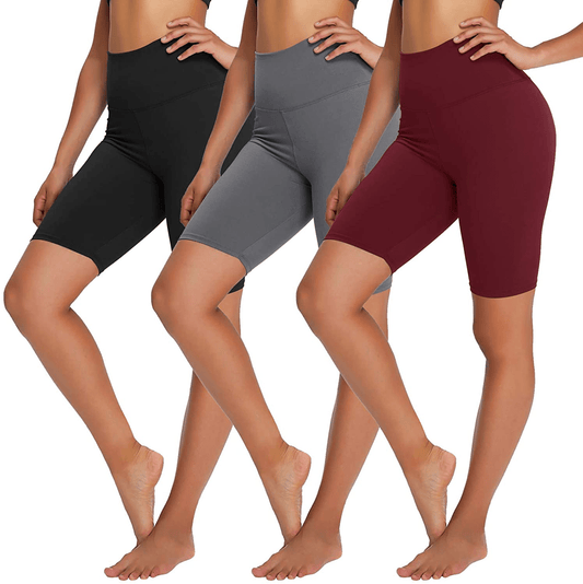 YOLIX 3 Pack Buttery Soft Biker Shorts for Women – 8" High Waisted Yoga Workout Athletic Sports Shorts Apparel & Accessories > Clothing > Shorts Kylie Max   