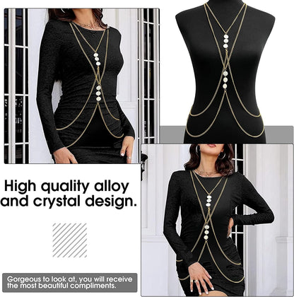 Yomiie Body Chain Layered Sexy Gold Tassels Necklace Fashion White Disc Jewelry Belly Waist Bra Hot Bikini Beach Harness Birthday Anniversary Festival Gift for Women Lady Girls Apparel & Accessories > Jewelry > Body Jewelry Yomiie   