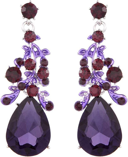 Youfir Austrian Crystal Leaf Statement Wedding Necklace and Earrings Jewelry Sets for Women Formal Dress