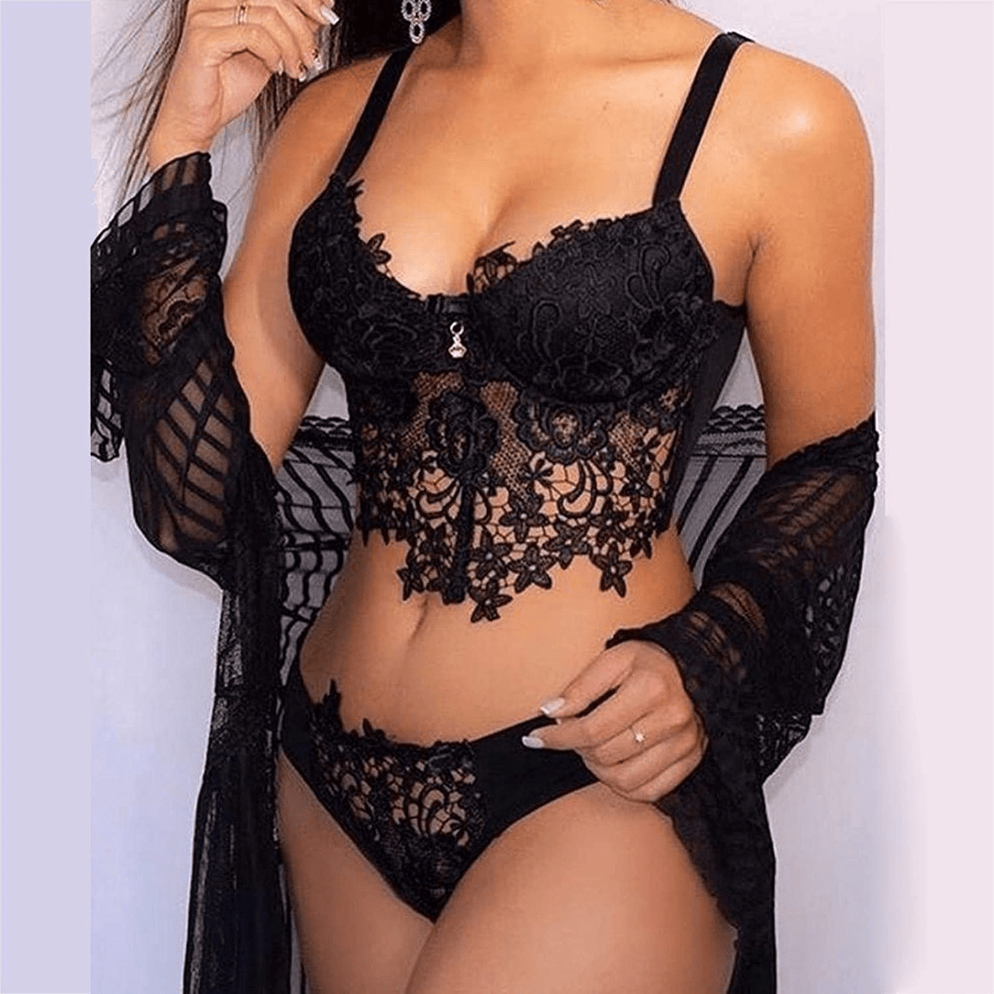 Youmymine Pleated Lingerie for Women Nightgowns Naughty Sleepwear Embroidery Lace Trim Babydoll Chemise Set Apparel & Accessories > Clothing > Underwear & Socks > Lingerie Youmymine&01   