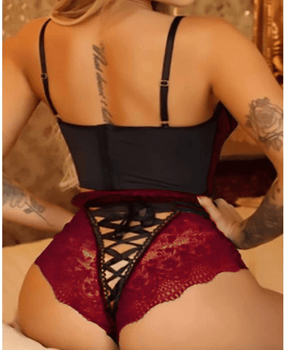 Youmymine Pleated Lingerie for Women Nightgowns Naughty Sleepwear Embroidery Lace Trim Babydoll Chemise Set Apparel & Accessories > Clothing > Underwear & Socks > Lingerie Youmymine&01   