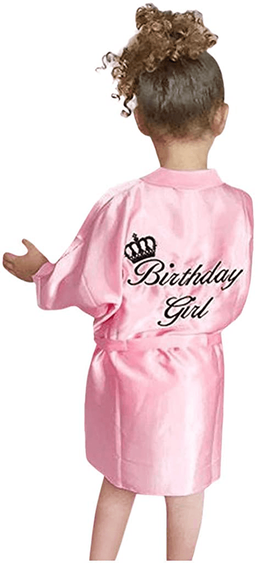 Youmymine Toddler Baby Kids' Satin Kimono Robe Bathrobe Nightgown Sleepwear for Spa Party Wedding Birthday Apparel & Accessories > Clothing > Sleepwear & Loungewear > Robes Kylie Max   