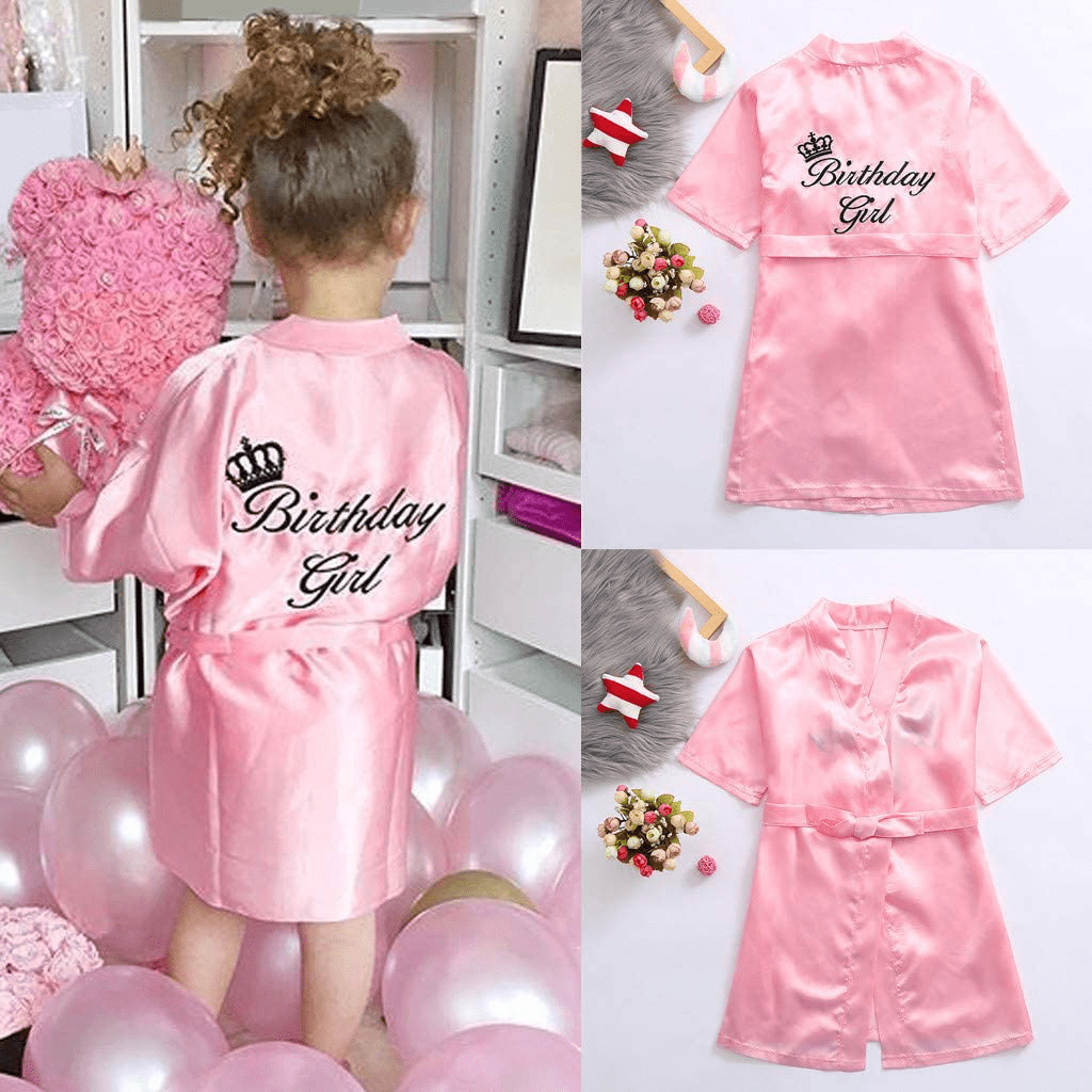 Youmymine Toddler Baby Kids' Satin Kimono Robe Bathrobe Nightgown Sleepwear for Spa Party Wedding Birthday Apparel & Accessories > Clothing > Sleepwear & Loungewear > Robes Kylie Max   