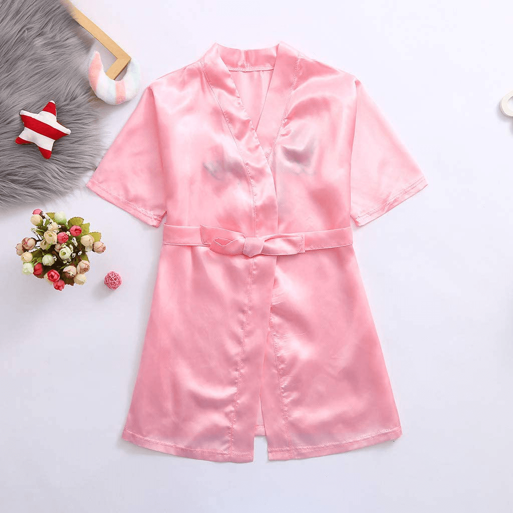 Youmymine Toddler Baby Kids' Satin Kimono Robe Bathrobe Nightgown Sleepwear for Spa Party Wedding Birthday Apparel & Accessories > Clothing > Sleepwear & Loungewear > Robes Kylie Max   