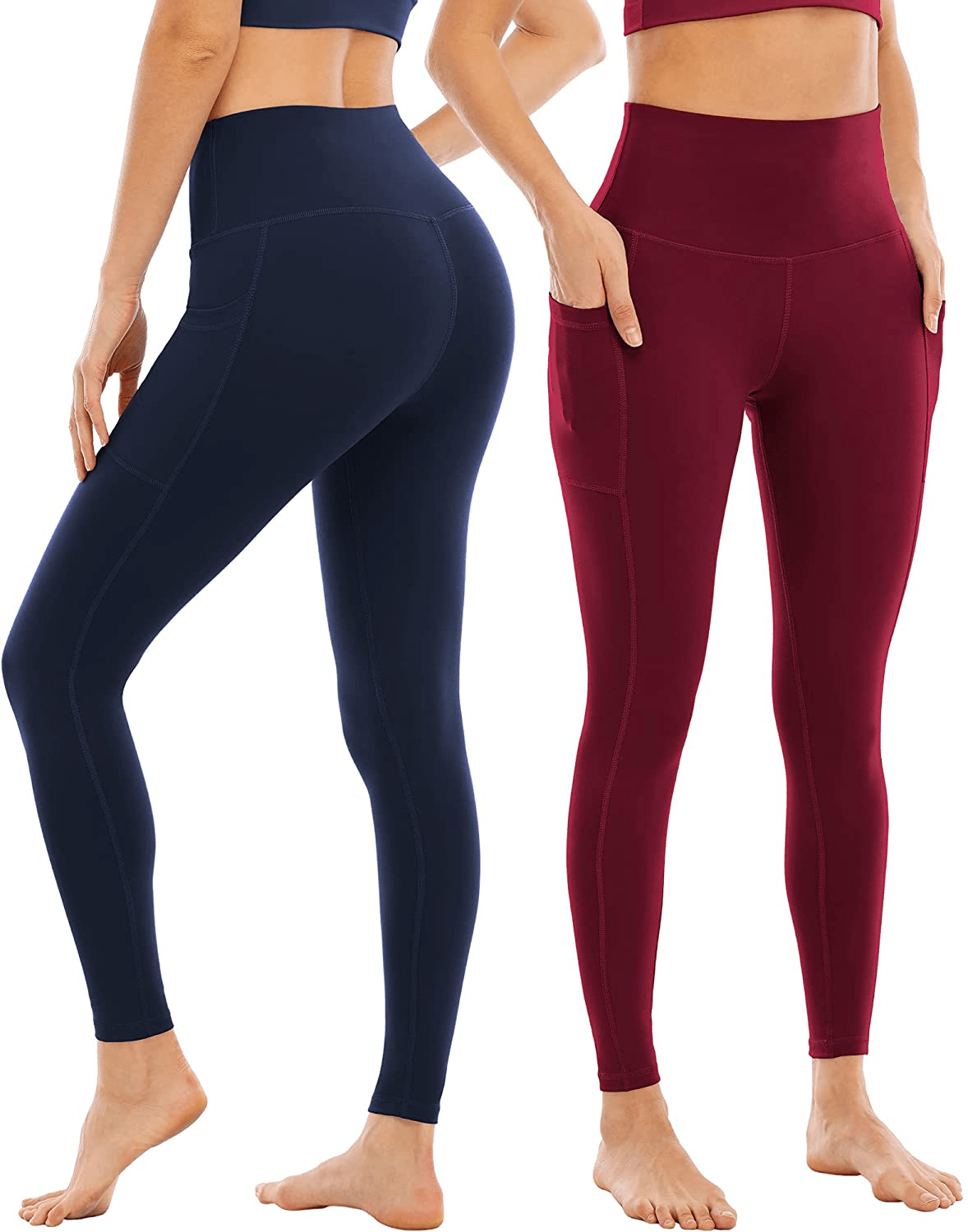 YOUNGCHARM 4 Pack Leggings with Pockets for Women，High Waist Tummy Control Workout Yoga Pants Apparel & Accessories > Clothing > Activewear YOUNGCHARM   