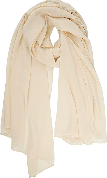 YOUR SMILE for Women Lightweight Breathable Solid Color Soft Chiffon Long Fashion Scarves Sun-Proof Shawls Wrap Apparel & Accessories > Clothing Accessories > Scarves & Shawls YOUR SMILE Beige  