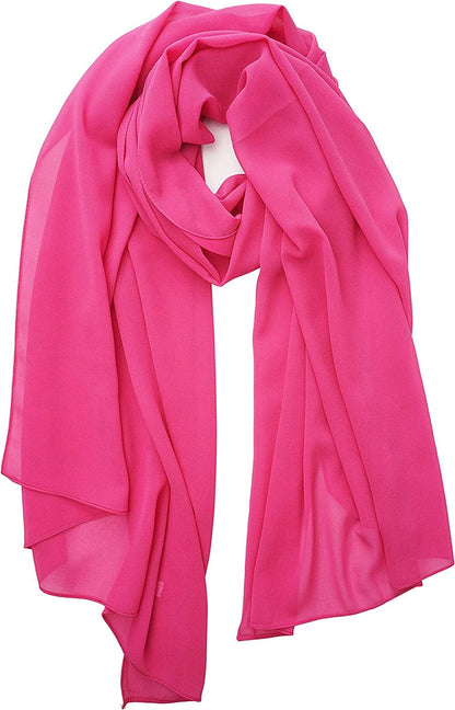 YOUR SMILE for Women Lightweight Breathable Solid Color Soft Chiffon Long Fashion Scarves Sun-Proof Shawls Wrap Apparel & Accessories > Clothing Accessories > Scarves & Shawls YOUR SMILE Rose Red  