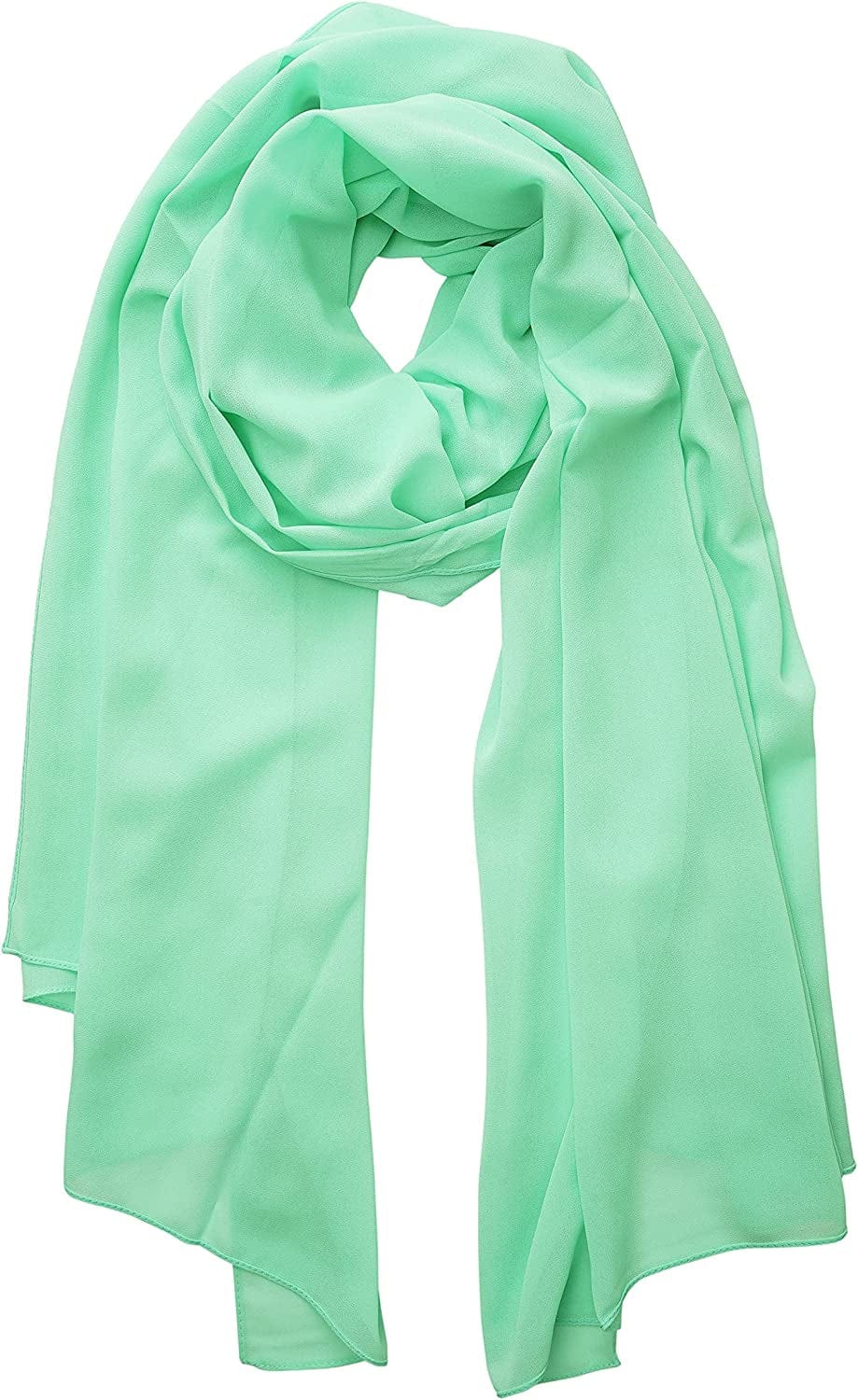 YOUR SMILE for Women Lightweight Breathable Solid Color Soft Chiffon Long Fashion Scarves Sun-Proof Shawls Wrap Apparel & Accessories > Clothing Accessories > Scarves & Shawls YOUR SMILE Pale Green  