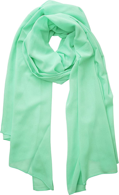 YOUR SMILE for Women Lightweight Breathable Solid Color Soft Chiffon Long Fashion Scarves Sun-Proof Shawls Wrap Apparel & Accessories > Clothing Accessories > Scarves & Shawls YOUR SMILE Pale Green  