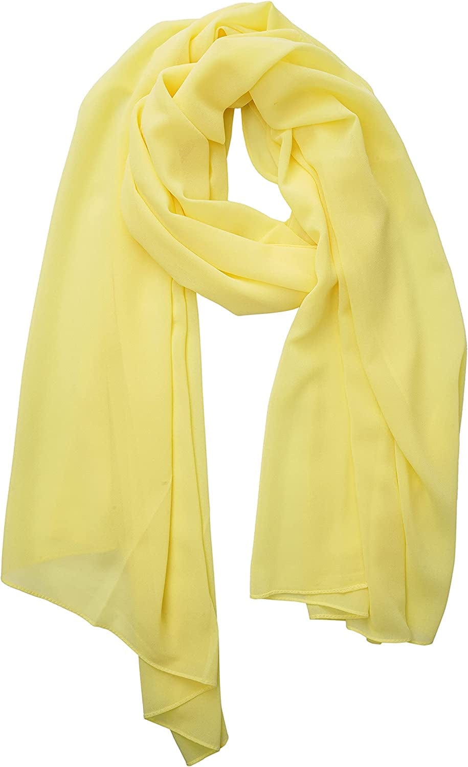 YOUR SMILE for Women Lightweight Breathable Solid Color Soft Chiffon Long Fashion Scarves Sun-Proof Shawls Wrap Apparel & Accessories > Clothing Accessories > Scarves & Shawls YOUR SMILE Yellow  
