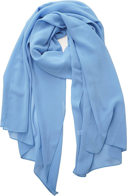 YOUR SMILE for Women Lightweight Breathable Solid Color Soft Chiffon Long Fashion Scarves Sun-Proof Shawls Wrap Apparel & Accessories > Clothing Accessories > Scarves & Shawls YOUR SMILE Baby Blue  