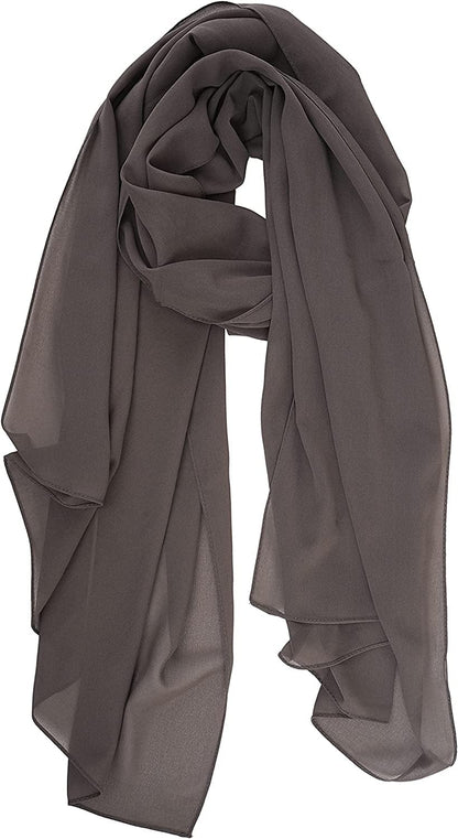YOUR SMILE for Women Lightweight Breathable Solid Color Soft Chiffon Long Fashion Scarves Sun-Proof Shawls Wrap Apparel & Accessories > Clothing Accessories > Scarves & Shawls YOUR SMILE Dark Grey  
