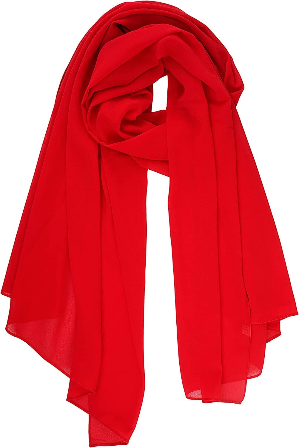 YOUR SMILE for Women Lightweight Breathable Solid Color Soft Chiffon Long Fashion Scarves Sun-Proof Shawls Wrap Apparel & Accessories > Clothing Accessories > Scarves & Shawls YOUR SMILE Red  