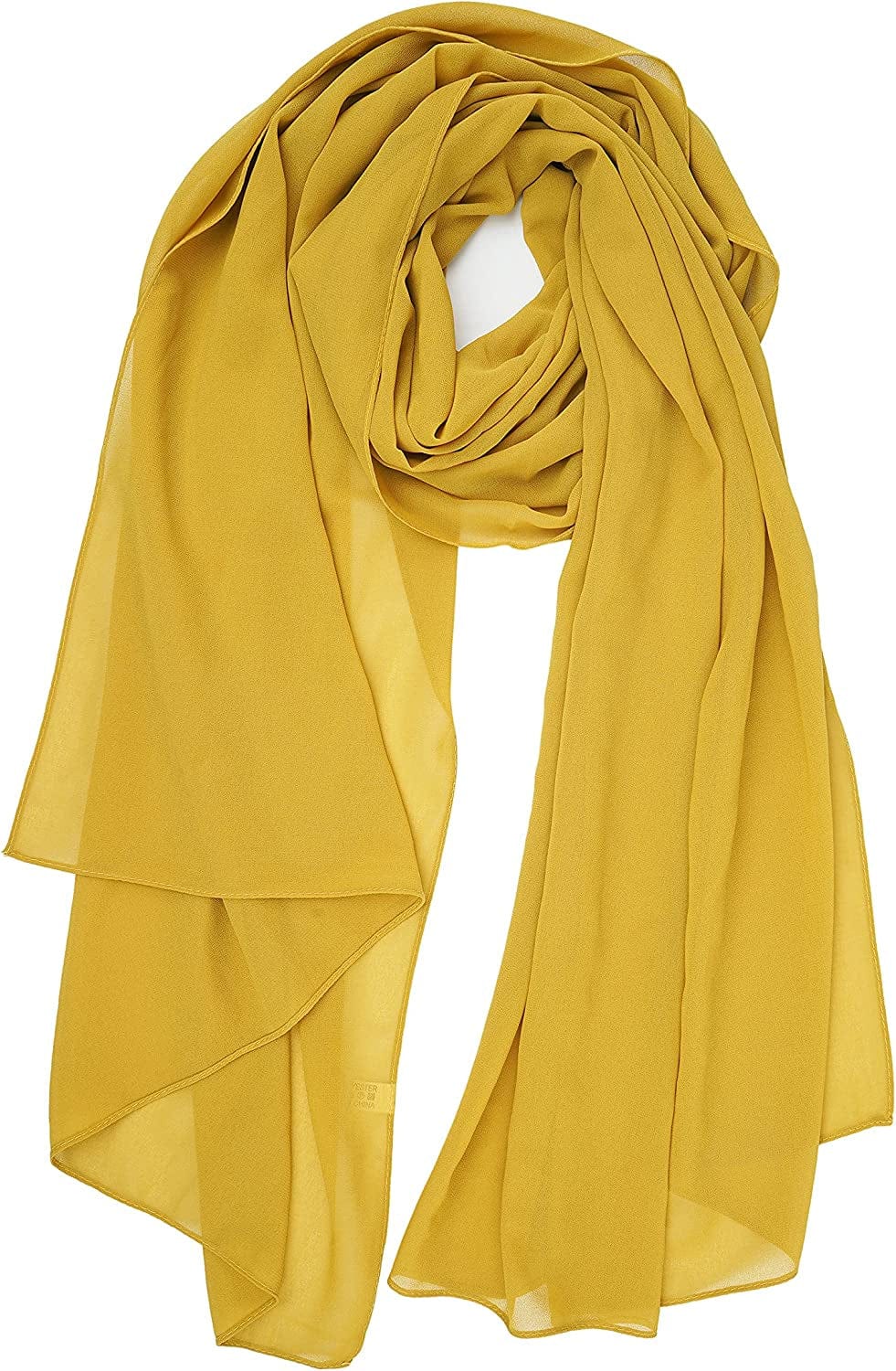 YOUR SMILE for Women Lightweight Breathable Solid Color Soft Chiffon Long Fashion Scarves Sun-Proof Shawls Wrap Apparel & Accessories > Clothing Accessories > Scarves & Shawls YOUR SMILE Dark Yellow  