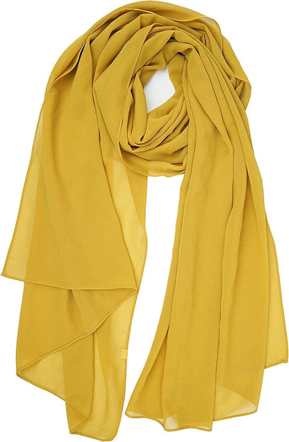 YOUR SMILE for Women Lightweight Breathable Solid Color Soft Chiffon Long Fashion Scarves Sun-Proof Shawls Wrap Apparel & Accessories > Clothing Accessories > Scarves & Shawls YOUR SMILE Dark Yellow  