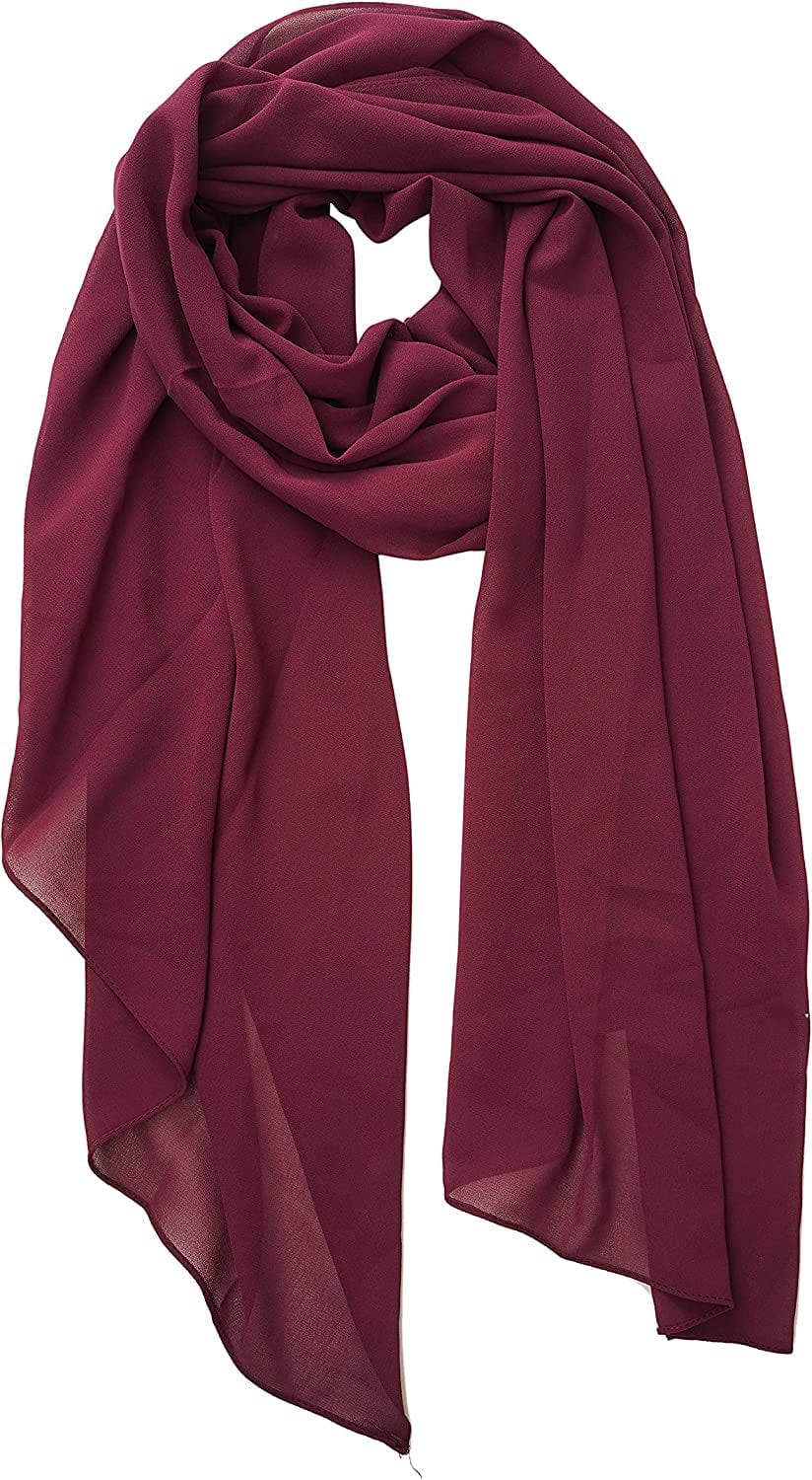 YOUR SMILE for Women Lightweight Breathable Solid Color Soft Chiffon Long Fashion Scarves Sun-Proof Shawls Wrap Apparel & Accessories > Clothing Accessories > Scarves & Shawls YOUR SMILE Wine Red  
