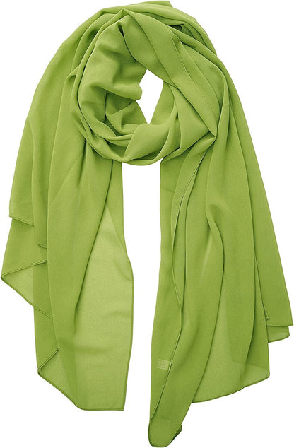 YOUR SMILE for Women Lightweight Breathable Solid Color Soft Chiffon Long Fashion Scarves Sun-Proof Shawls Wrap Apparel & Accessories > Clothing Accessories > Scarves & Shawls YOUR SMILE Grass Green  