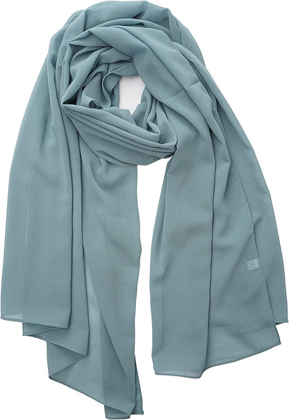 YOUR SMILE for Women Lightweight Breathable Solid Color Soft Chiffon Long Fashion Scarves Sun-Proof Shawls Wrap Apparel & Accessories > Clothing Accessories > Scarves & Shawls YOUR SMILE Light Teal  