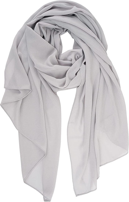 YOUR SMILE for Women Lightweight Breathable Solid Color Soft Chiffon Long Fashion Scarves Sun-Proof Shawls Wrap Apparel & Accessories > Clothing Accessories > Scarves & Shawls YOUR SMILE Light Grey  