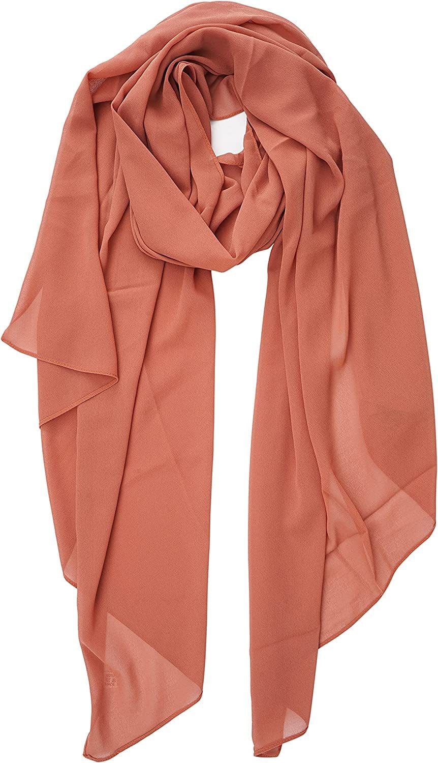YOUR SMILE for Women Lightweight Breathable Solid Color Soft Chiffon Long Fashion Scarves Sun-Proof Shawls Wrap Apparel & Accessories > Clothing Accessories > Scarves & Shawls YOUR SMILE Rust Red  