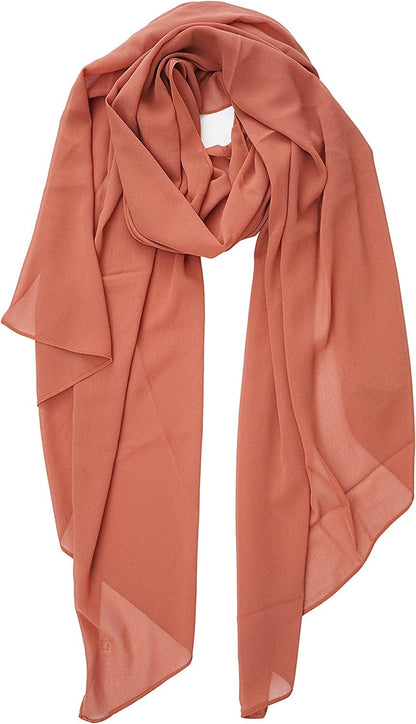 YOUR SMILE for Women Lightweight Breathable Solid Color Soft Chiffon Long Fashion Scarves Sun-Proof Shawls Wrap Apparel & Accessories > Clothing Accessories > Scarves & Shawls YOUR SMILE Rust Red  