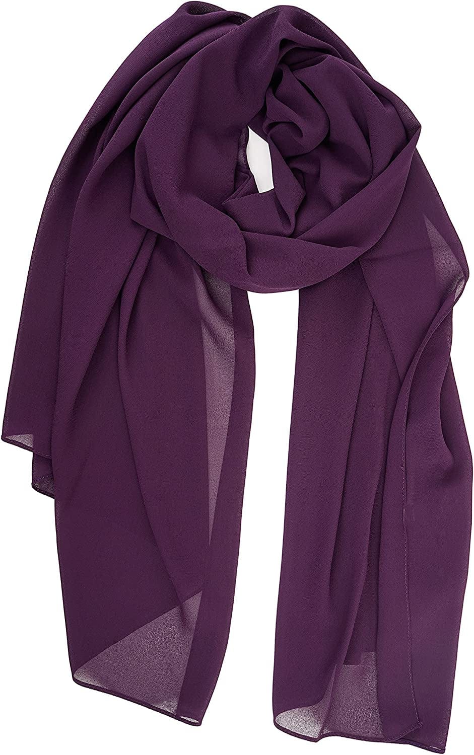 YOUR SMILE for Women Lightweight Breathable Solid Color Soft Chiffon Long Fashion Scarves Sun-Proof Shawls Wrap Apparel & Accessories > Clothing Accessories > Scarves & Shawls YOUR SMILE Dark Purple  