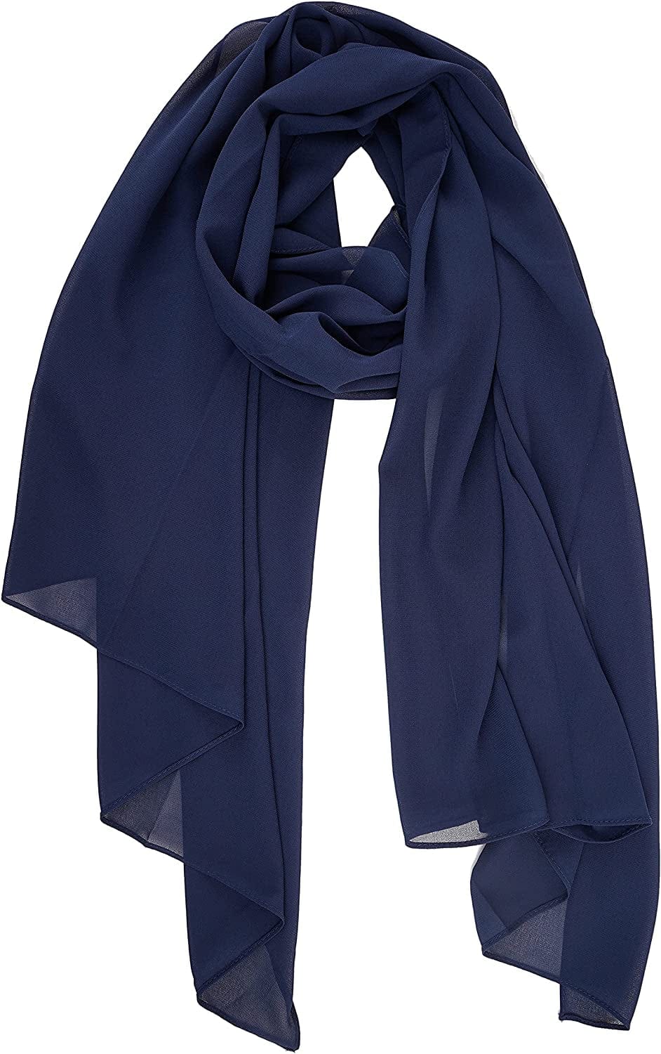 YOUR SMILE for Women Lightweight Breathable Solid Color Soft Chiffon Long Fashion Scarves Sun-Proof Shawls Wrap Apparel & Accessories > Clothing Accessories > Scarves & Shawls YOUR SMILE Navy Blue  