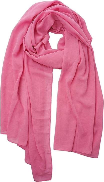 YOUR SMILE for Women Lightweight Breathable Solid Color Soft Chiffon Long Fashion Scarves Sun-Proof Shawls Wrap Apparel & Accessories > Clothing Accessories > Scarves & Shawls YOUR SMILE Soft Pink  