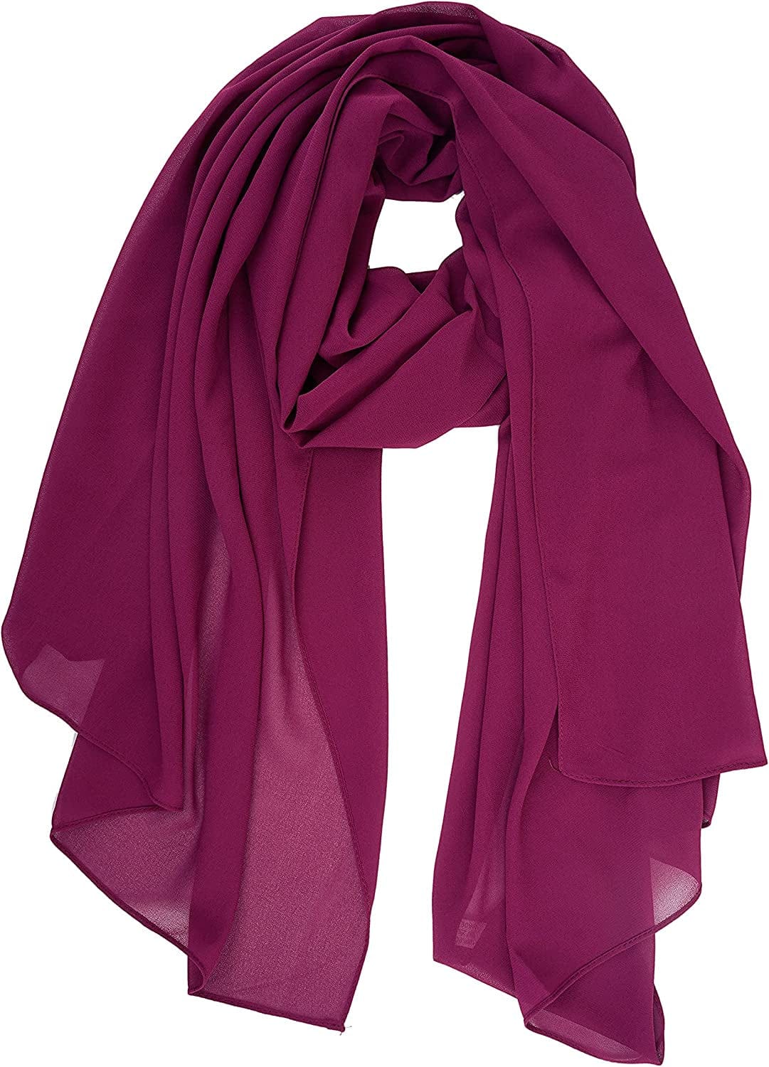 YOUR SMILE for Women Lightweight Breathable Solid Color Soft Chiffon Long Fashion Scarves Sun-Proof Shawls Wrap Apparel & Accessories > Clothing Accessories > Scarves & Shawls YOUR SMILE Purplish Red  