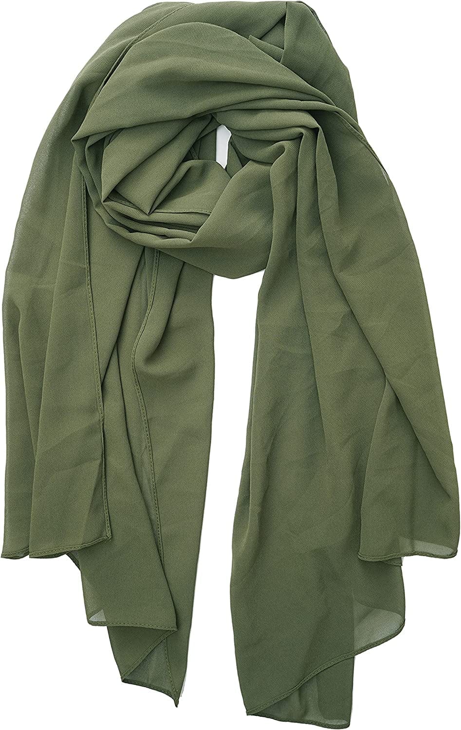 YOUR SMILE for Women Lightweight Breathable Solid Color Soft Chiffon Long Fashion Scarves Sun-Proof Shawls Wrap Apparel & Accessories > Clothing Accessories > Scarves & Shawls YOUR SMILE Olive Green  