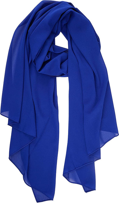 YOUR SMILE for Women Lightweight Breathable Solid Color Soft Chiffon Long Fashion Scarves Sun-Proof Shawls Wrap Apparel & Accessories > Clothing Accessories > Scarves & Shawls YOUR SMILE Royal Blue  
