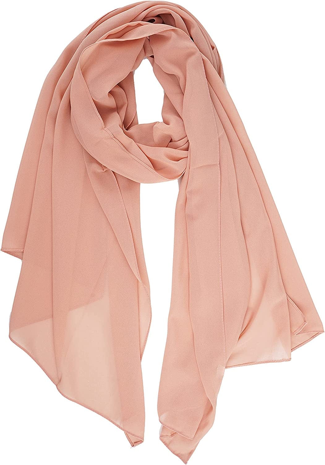 YOUR SMILE for Women Lightweight Breathable Solid Color Soft Chiffon Long Fashion Scarves Sun-Proof Shawls Wrap Apparel & Accessories > Clothing Accessories > Scarves & Shawls YOUR SMILE Snow Pink  