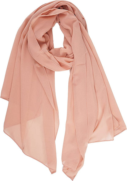 YOUR SMILE for Women Lightweight Breathable Solid Color Soft Chiffon Long Fashion Scarves Sun-Proof Shawls Wrap Apparel & Accessories > Clothing Accessories > Scarves & Shawls YOUR SMILE Snow Pink  