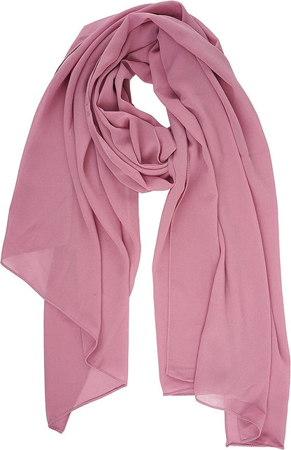 YOUR SMILE for Women Lightweight Breathable Solid Color Soft Chiffon Long Fashion Scarves Sun-Proof Shawls Wrap Apparel & Accessories > Clothing Accessories > Scarves & Shawls YOUR SMILE Pink  