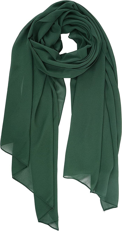 YOUR SMILE for Women Lightweight Breathable Solid Color Soft Chiffon Long Fashion Scarves Sun-Proof Shawls Wrap Apparel & Accessories > Clothing Accessories > Scarves & Shawls YOUR SMILE Blackish Green  