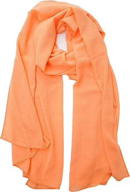YOUR SMILE for Women Lightweight Breathable Solid Color Soft Chiffon Long Fashion Scarves Sun-Proof Shawls Wrap Apparel & Accessories > Clothing Accessories > Scarves & Shawls YOUR SMILE Orange  
