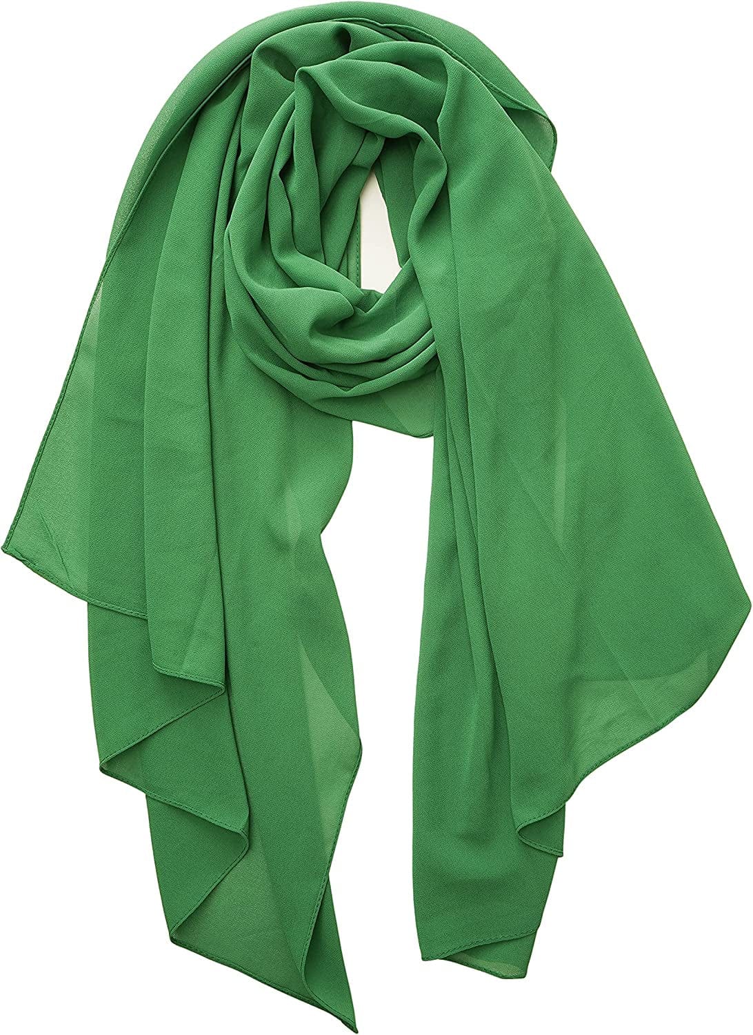 YOUR SMILE for Women Lightweight Breathable Solid Color Soft Chiffon Long Fashion Scarves Sun-Proof Shawls Wrap Apparel & Accessories > Clothing Accessories > Scarves & Shawls YOUR SMILE Green  