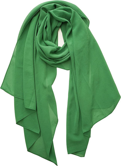 YOUR SMILE for Women Lightweight Breathable Solid Color Soft Chiffon Long Fashion Scarves Sun-Proof Shawls Wrap Apparel & Accessories > Clothing Accessories > Scarves & Shawls YOUR SMILE Green  