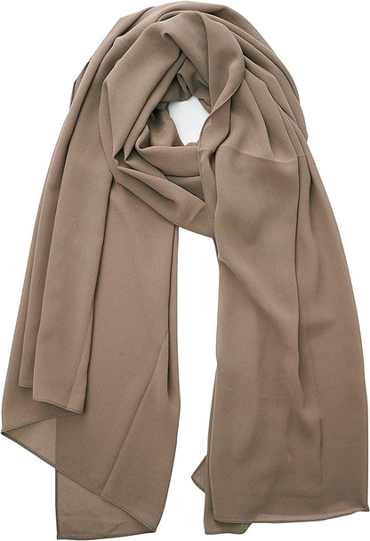 YOUR SMILE for Women Lightweight Breathable Solid Color Soft Chiffon Long Fashion Scarves Sun-Proof Shawls Wrap Apparel & Accessories > Clothing Accessories > Scarves & Shawls YOUR SMILE Brown  