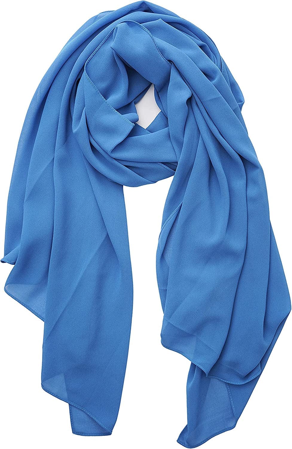 YOUR SMILE for Women Lightweight Breathable Solid Color Soft Chiffon Long Fashion Scarves Sun-Proof Shawls Wrap Apparel & Accessories > Clothing Accessories > Scarves & Shawls YOUR SMILE Blue  