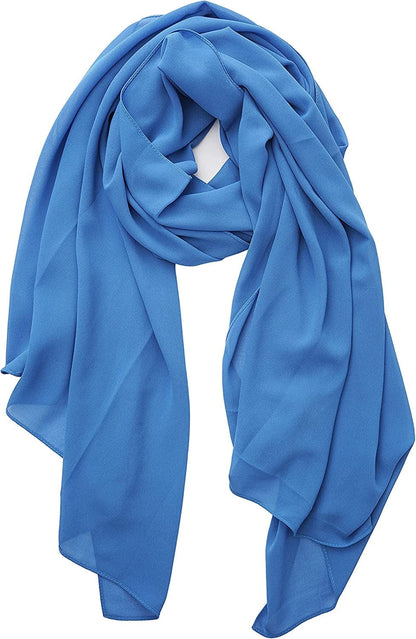 YOUR SMILE for Women Lightweight Breathable Solid Color Soft Chiffon Long Fashion Scarves Sun-Proof Shawls Wrap Apparel & Accessories > Clothing Accessories > Scarves & Shawls YOUR SMILE Blue  