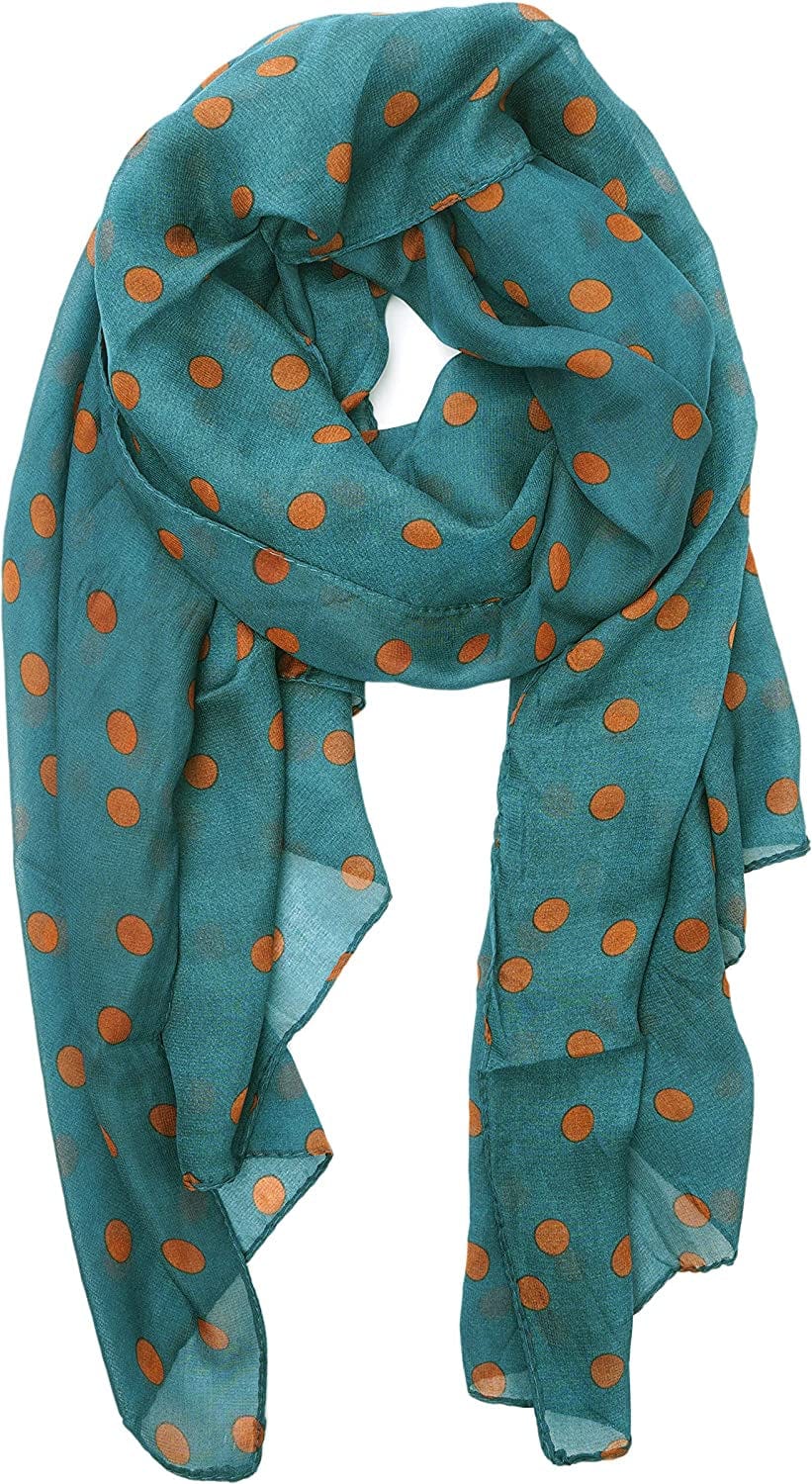 YOUR SMILE Ladies/Women'S Lightweight Floral Print/Solid Color Mixture Shawl Scarf for Spring Summer Season Apparel & Accessories > Clothing Accessories > Scarves & Shawls YOUR SMILE Polka Dots/Blackish Green  