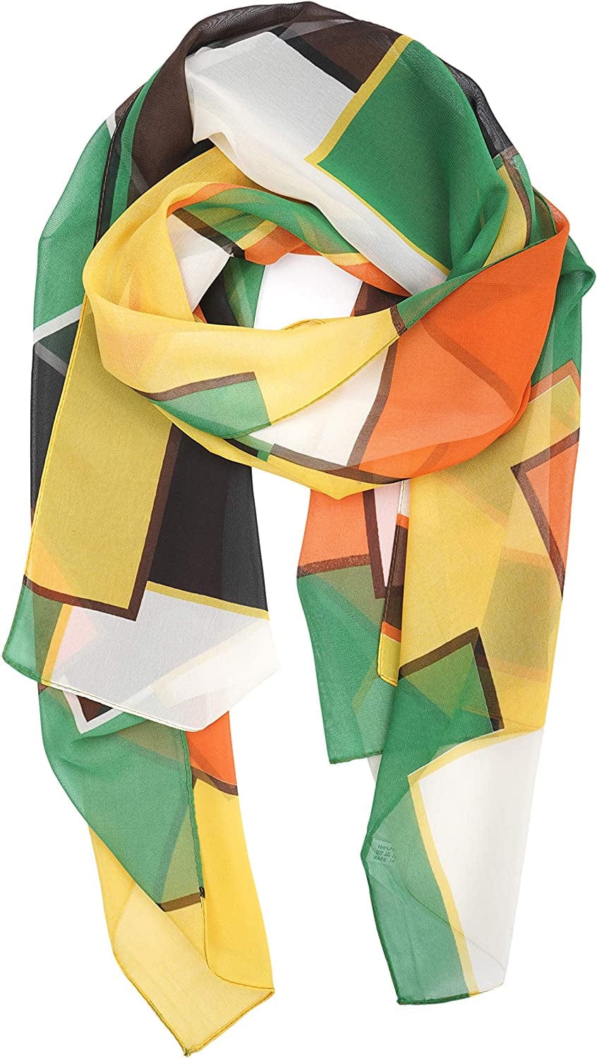 YOUR SMILE Ladies/Women'S Lightweight Floral Print/Solid Color Mixture Shawl Scarf for Spring Summer Season Apparel & Accessories > Clothing Accessories > Scarves & Shawls YOUR SMILE Check/Green Yellow  