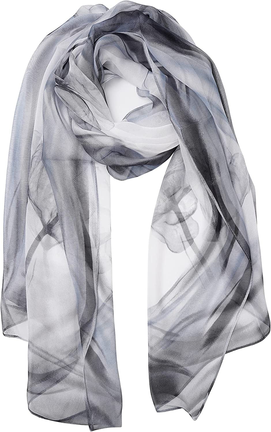 YOUR SMILE Ladies/Women'S Lightweight Floral Print/Solid Color Mixture Shawl Scarf for Spring Summer Season Apparel & Accessories > Clothing Accessories > Scarves & Shawls YOUR SMILE White Black Lotus  