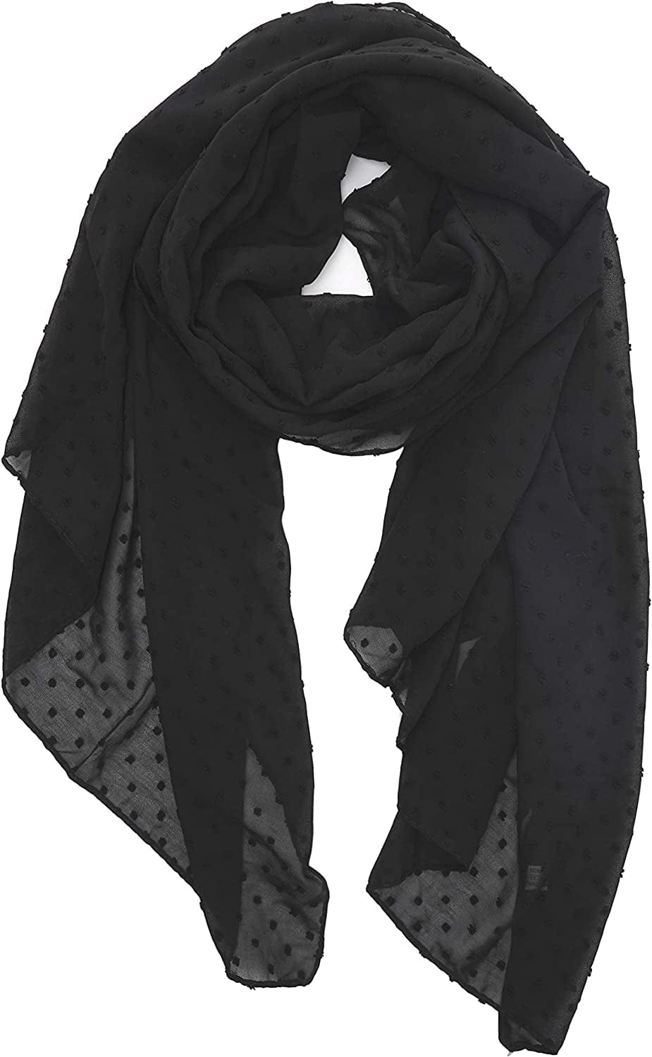 YOUR SMILE Ladies/Women'S Lightweight Solid Color Pearl Chiffon Long Shawl Scarf for Spring Summer Fall Apparel & Accessories > Clothing Accessories > Scarves & Shawls YOUR SMILE Black  